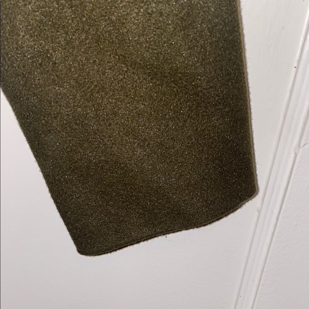 SHEIN LUNE Medium Olive Green Elegant Fuzzy Collar Belted Overcoat - Picture 10 of 12